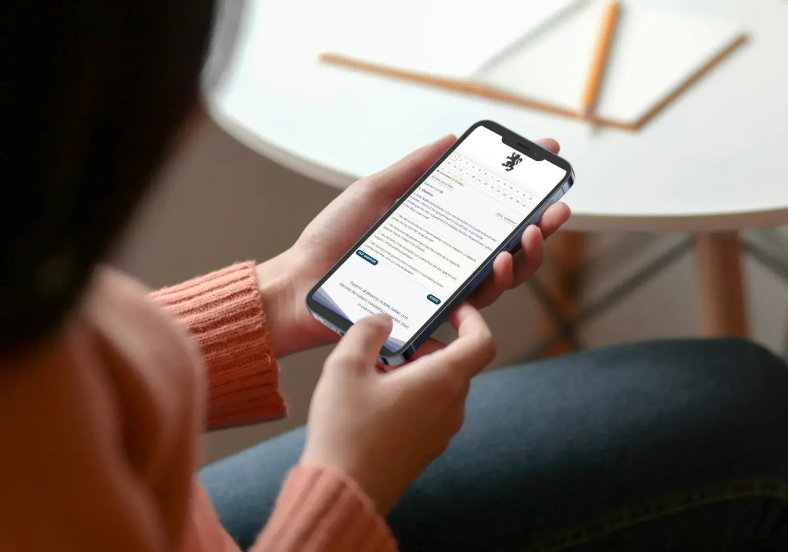 Candidate using Chiro Board Exam on mobile